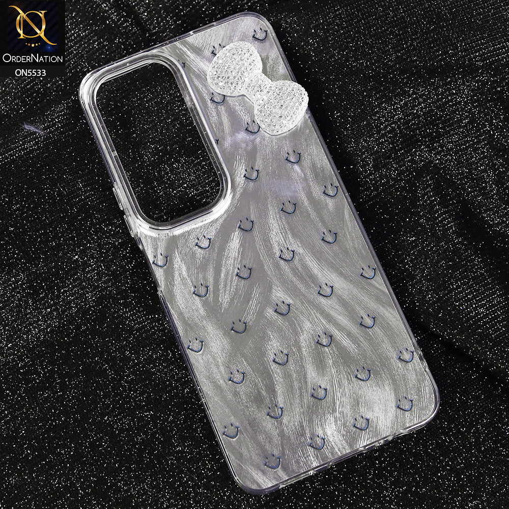 Vivo Y19s Cover - Design 1 -  New Shiny Heart And Smily Soft Case With Crystal Bow