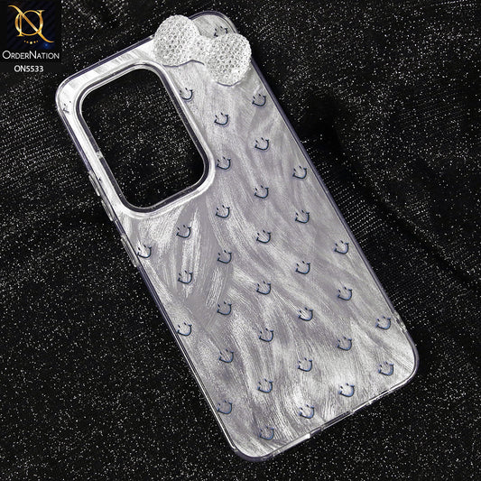 Vivo Y04 Cover - Design 1 -  New Shiny Heart And Smily Soft Case With Crystal Bow