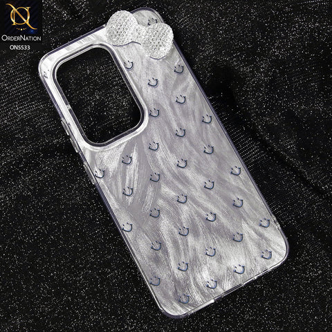 Vivo Y04 Cover - Design 1 -  New Shiny Heart And Smily Soft Case With Crystal Bow