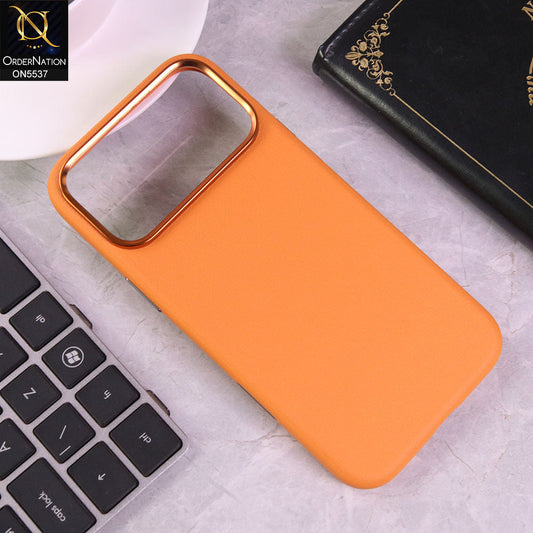 iPhone 17 Pro Max Cover - Orange - X-Level High Quality Leather Textured Soft Case With Metal Camera Ring