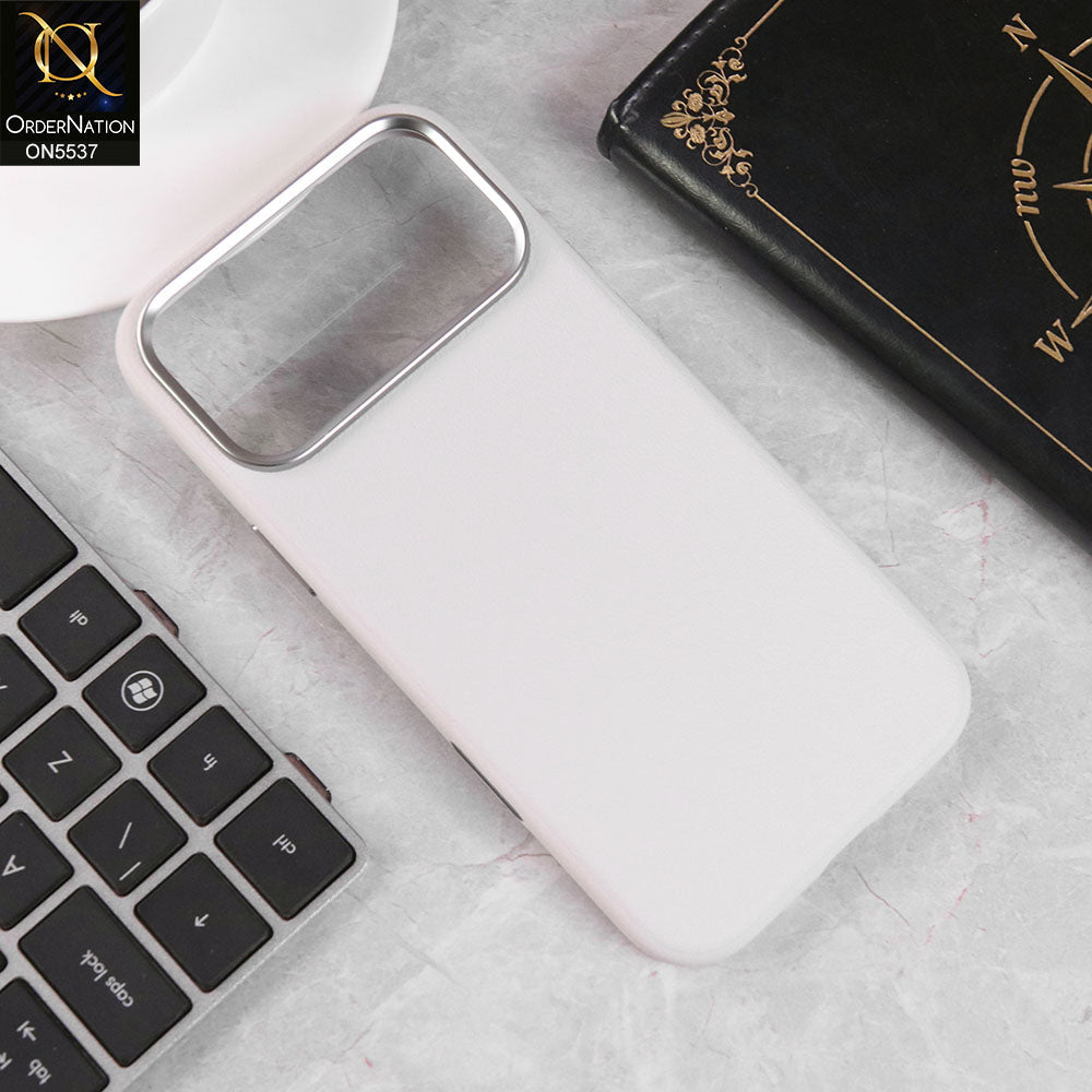 iPhone 17 Pro Max Cover - White - X-Level High Quality Leather Textured Soft Case With Metal Camera Ring