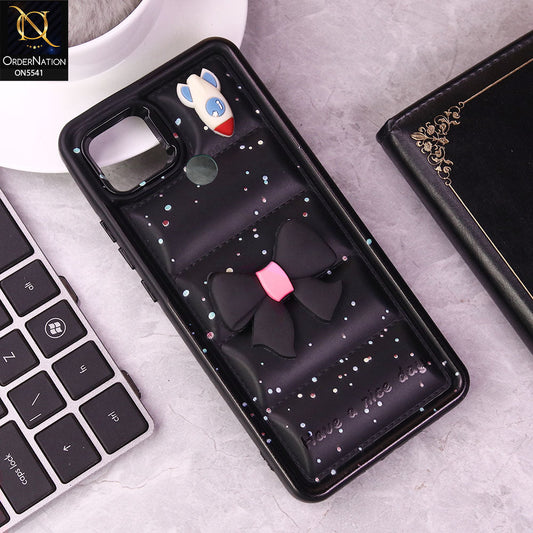 Xiaomi Redmi 10A Cover - Black -  New 3D Bow Soft Puffer Case With Metal Camera Ring