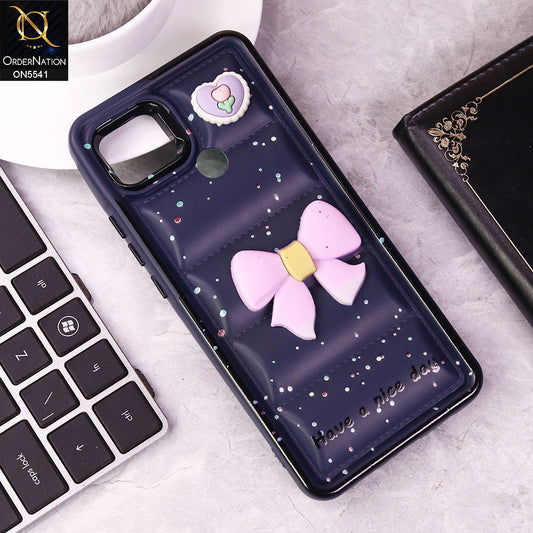 Xiaomi Redmi 9C Cover - Dark Blue -  New 3D Bow Soft Puffer Case With Metal Camera Ring