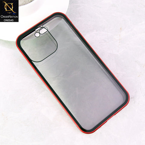 iPhone 14 Pro Max  Cover - Red - Luxury HQ Privacy Magnetic Matel Frame Dual Side Tempered Glass Case