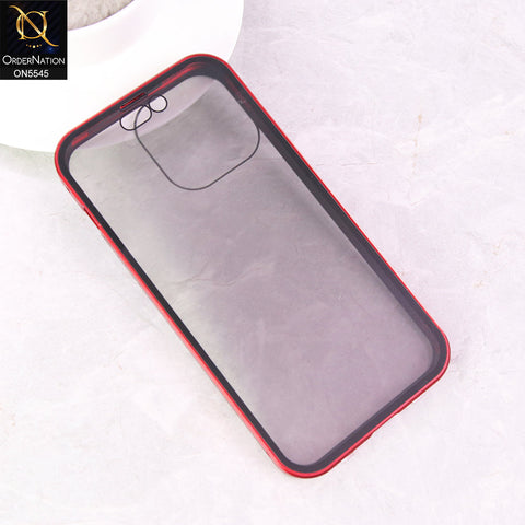 iPhone 14 Pro Max  Cover - Red - Luxury HQ Privacy Magnetic Matel Frame Dual Side Tempered Glass Case