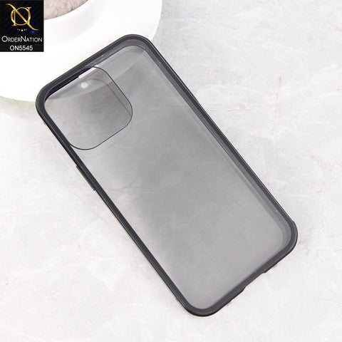 iPhone 15 Pro Max  Cover - Black - Luxury HQ Privacy Magnetic Matel Frame Dual Side Tempered Glass Case