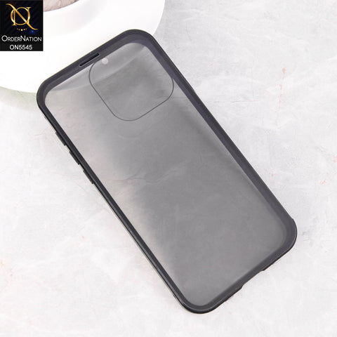 iPhone 15 Pro Max  Cover - Black - Luxury HQ Privacy Magnetic Matel Frame Dual Side Tempered Glass Case