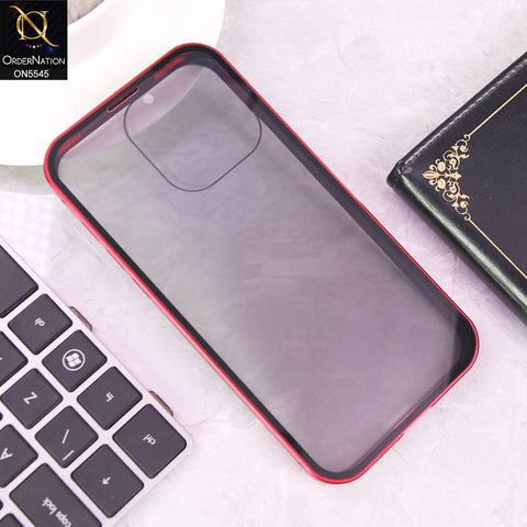 iPhone 15 Pro Max  Cover - Red - Luxury HQ Privacy Magnetic Matel Frame Dual Side Tempered Glass Case