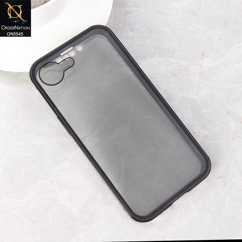 iPhone 16e  Cover - Black - Luxury HQ Privacy Magnetic Matel Frame Dual Side Tempered Glass Case