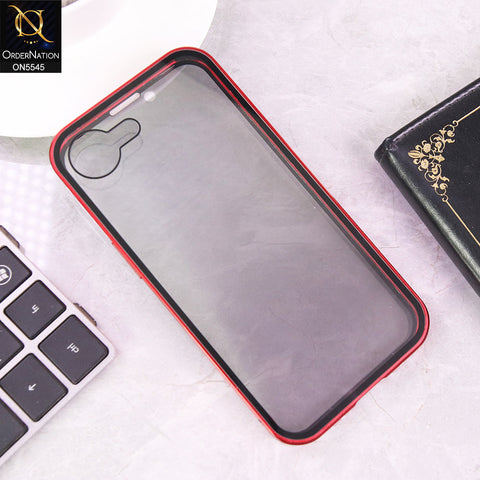 iPhone 16e  Cover - Red - Luxury HQ Privacy Magnetic Matel Frame Dual Side Tempered Glass Case