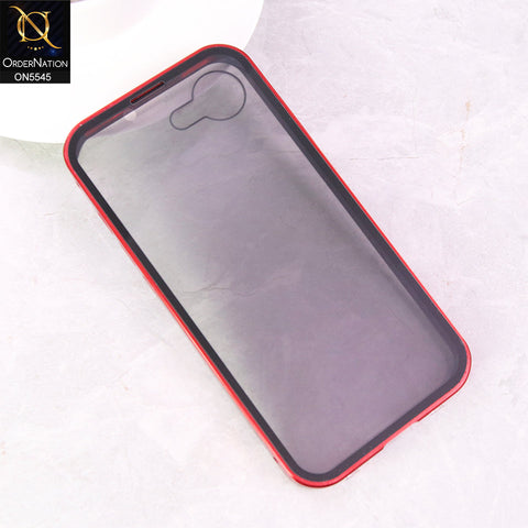 iPhone 16e  Cover - Red - Luxury HQ Privacy Magnetic Matel Frame Dual Side Tempered Glass Case