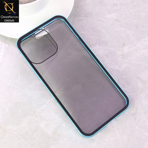 iPhone 16 Pro Max  Cover - Blue - Luxury HQ Privacy Magnetic Matel Frame Dual Side TempeBlue Glass Case