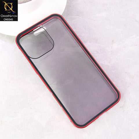 iPhone 16 Pro Max  Cover - Red - Luxury HQ Privacy Magnetic Matel Frame Dual Side Tempered Glass Case