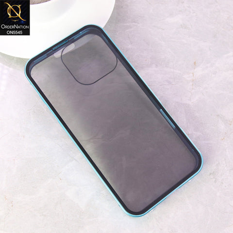 iPhone 16 Pro Max  Cover - Blue - Luxury HQ Privacy Magnetic Matel Frame Dual Side TempeBlue Glass Case