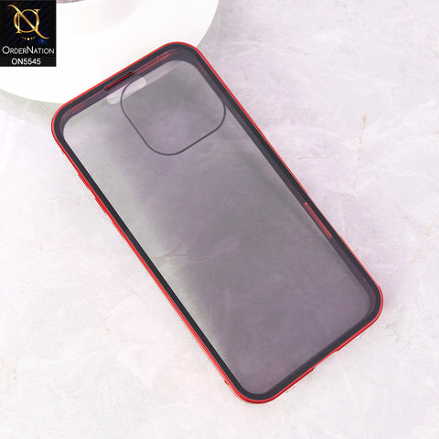 iPhone 16 Pro Max  Cover - Red - Luxury HQ Privacy Magnetic Matel Frame Dual Side Tempered Glass Case