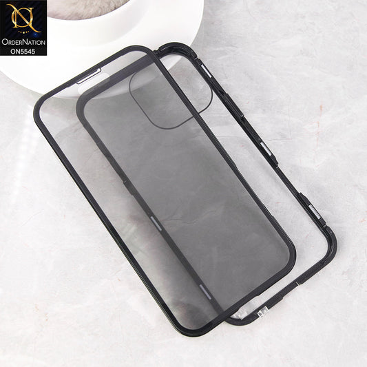 iPhone 16 Pro Max  Cover - Black - Luxury HQ Privacy Magnetic Matel Frame Dual Side Tempered Glass Case
