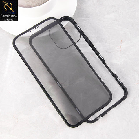 iPhone 16 Pro Max  Cover - Black - Luxury HQ Privacy Magnetic Matel Frame Dual Side Tempered Glass Case