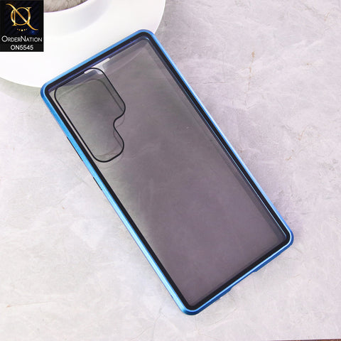 Samsung Galaxy S25 Ultra  Cover - Blue - Luxury HQ Privacy Magnetic Matel Frame Dual Side TempeBlue Glass Case