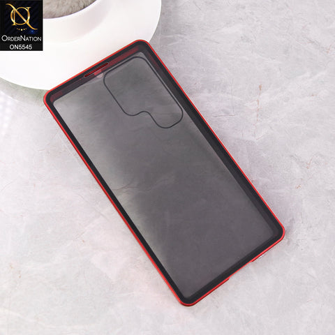 Samsung Galaxy S23 Ultra  Cover - Red - Luxury HQ Privacy Magnetic Matel Frame Dual Side Tempered Glass Case