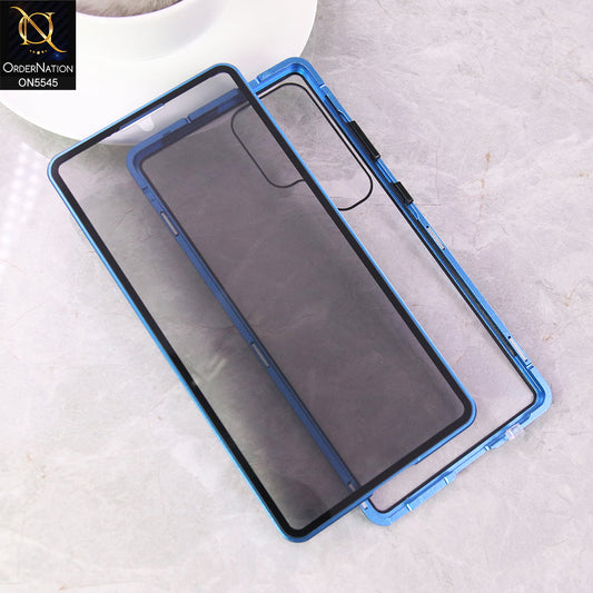 Samsung Galaxy S25 Ultra  Cover - Blue - Luxury HQ Privacy Magnetic Matel Frame Dual Side TempeBlue Glass Case