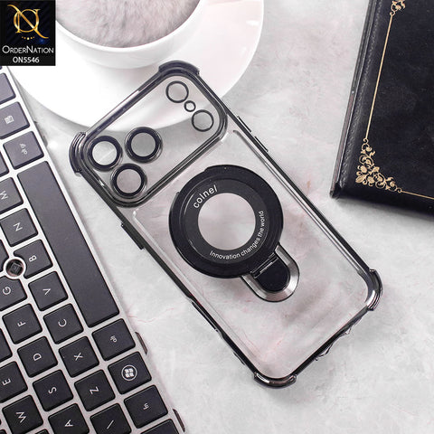 iPhone 17 Pro Max Cover - Black -  New Premium  Soft Bordered Case With Metal Kick stand And Camera protection