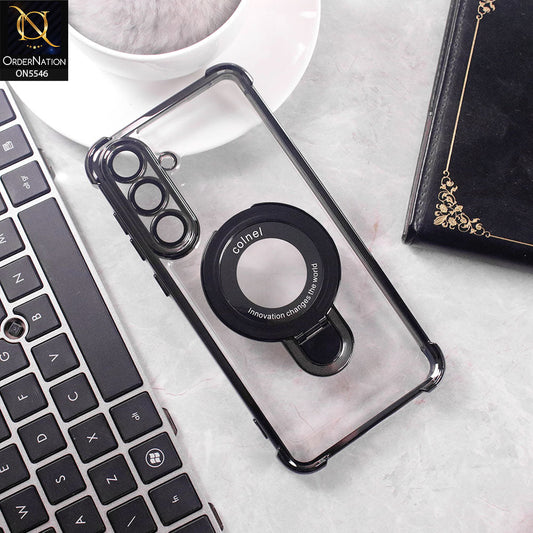 Samsung Galaxy S25 FE Cover - Black -  New Premium  Soft Bordered Case With Metal Kick stand And Camera protection