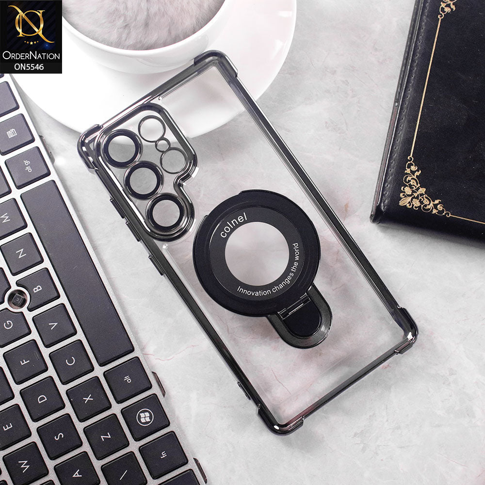 Samsung Galaxy S25 Ultra Cover - Black -  New Premium  Soft Bordered Case With Metal Kick stand And Camera protection