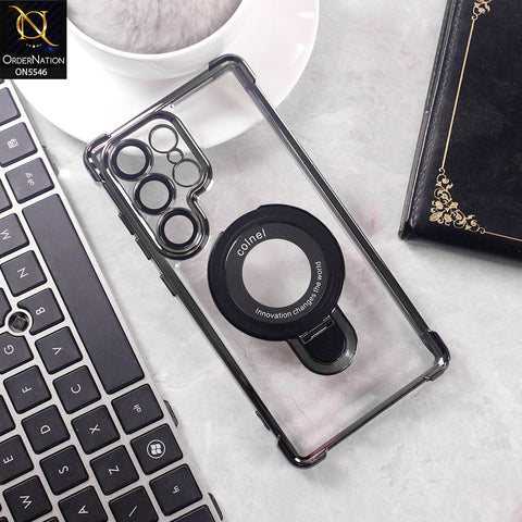 Samsung Galaxy S25 Ultra Cover - Black -  New Premium  Soft Bordered Case With Metal Kick stand And Camera protection