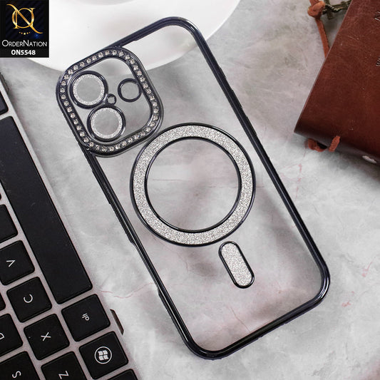iPhone 17 Cover - Black - New Premium Rhine Stone Bling Clear Case With Glitter Magsafe Style Case
