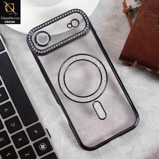 iPhone 17 Air Cover - Black - New Premium Rhine Stone Bling Clear Case With Glitter Magsafe Style Case