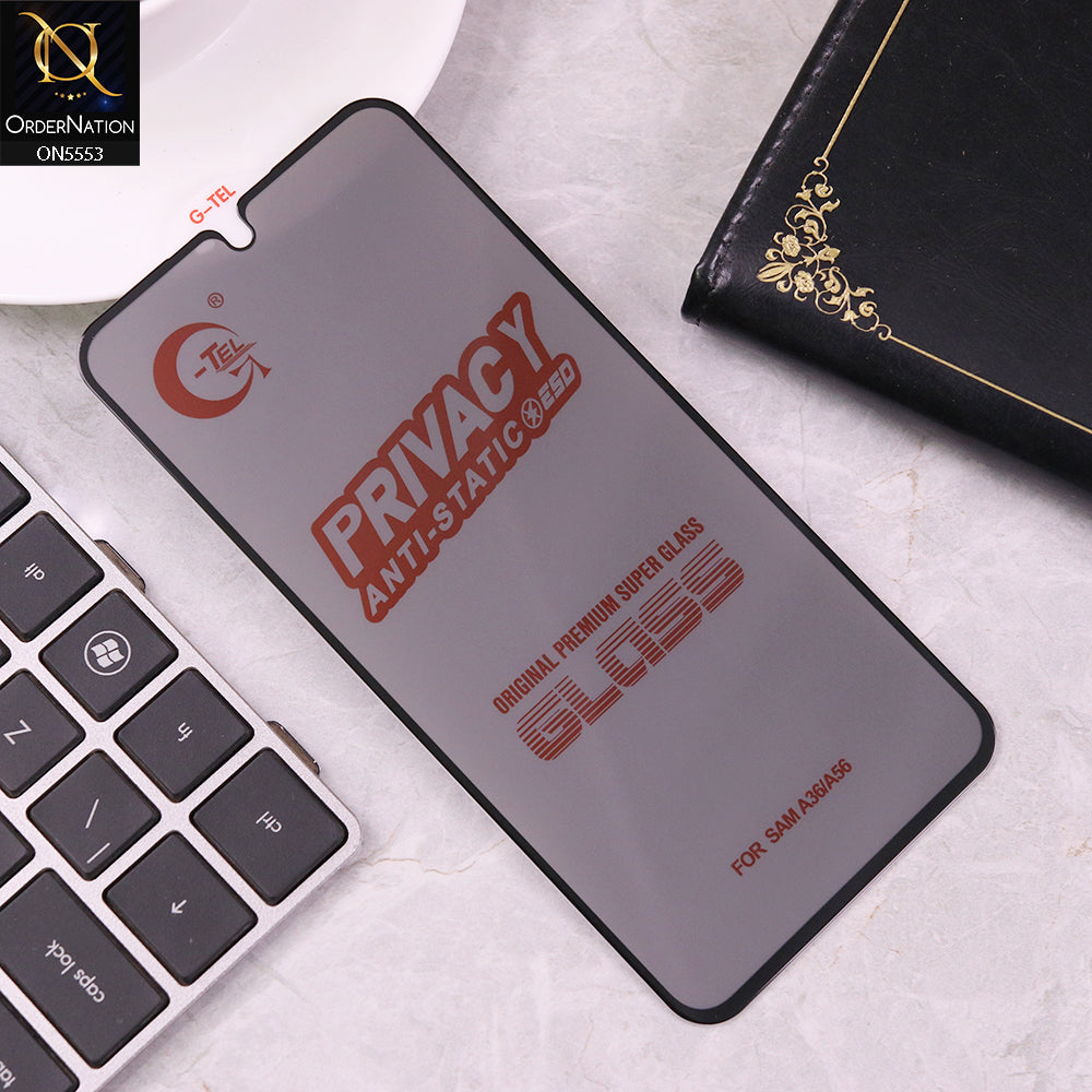 Samsung Galaxy A36 Screen Protector - Black - Privacy Glass Screen Protector G-tel Privacy HD Anti Static Tempered Glass