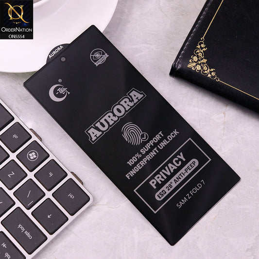 Samsung Galaxy Z Fold 7 Screen Protector - Black - Privacy Glass Screen Protector Support Fingerprint Unlock - From G-Tel Glass