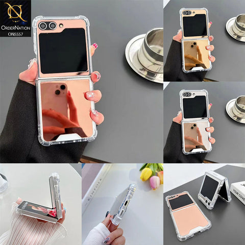 Samsung Galaxy Z Flip 7 Cover - Silver - Elegant Ultra Thin Mirror Shockproof Mirror Case