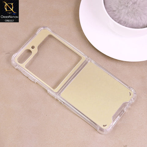 Samsung Galaxy Z Flip 5 5G Cover - Golden - Elegant Ultra Thin Mirror Shockproof Mirror Case