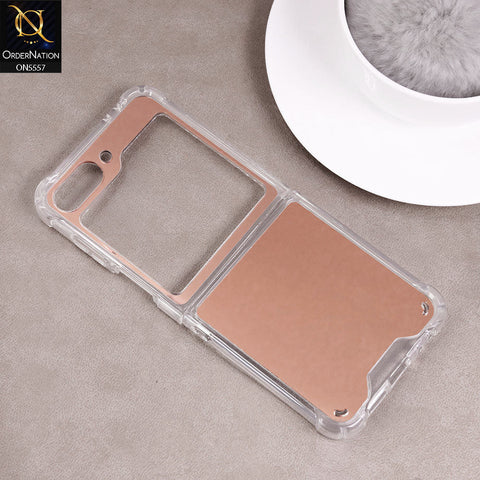 Samsung Galaxy Z Flip 6 Cover - Rose Gold - Elegant Ultra Thin Mirror Shockproof Mirror Case