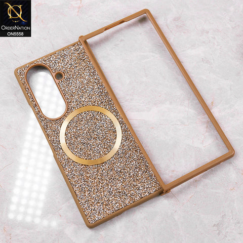 Samsung Galaxy Z Fold 7 Cover - Golden - New High Quality Soft Shinny Glitter Case With Magsafe Design