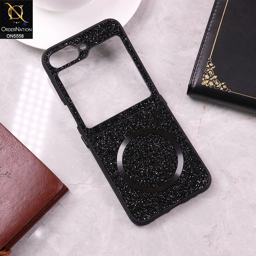 Samsung Galaxy Z Flip 6 Cover - Black - New High Quality Soft Shinny Glitter Case With Magsafe Design