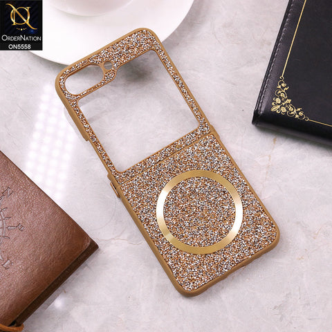 Samsung Galaxy Z Flip 6 Cover - Golden - New High Quality Soft Shinny Glitter Case With Magsafe Design