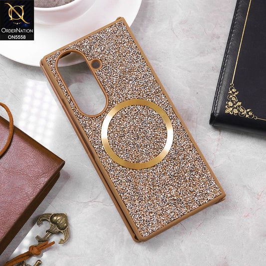 Samsung Galaxy Z Fold 6 5G Cover - Golden - New High Quality Soft Shinny Glitter Case With Magsafe Design