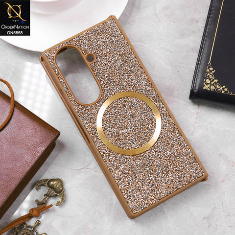 Samsung Galaxy Z Fold 7 Cover - Golden - New High Quality Soft Shinny Glitter Case With Magsafe Design