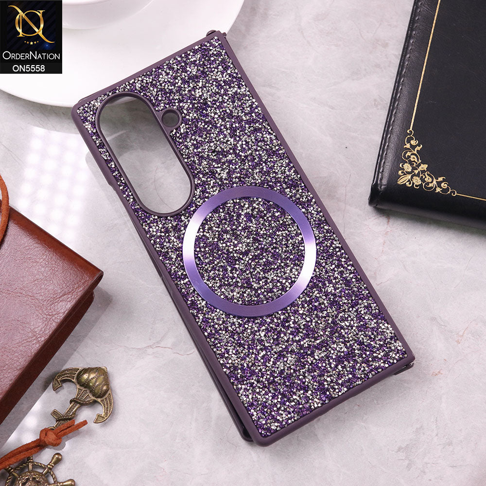 Samsung Galaxy Z Fold 7 Cover - Purple - New High Quality Soft Shinny Glitter Case With Magsafe Design