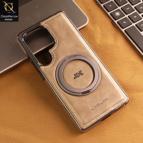 Samsung Galaxy S25 Ultra Cover -  Gray - New Jinduka Premium Leather Case With Metal Kick Stand And Wireless Charging Option