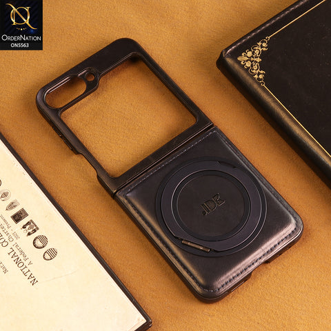 Samsung Galaxy Z Flip 6 Cover -  Blue - New Jinduka Premium Leather Case With Metal Kick Stand And Wireless Charging Option