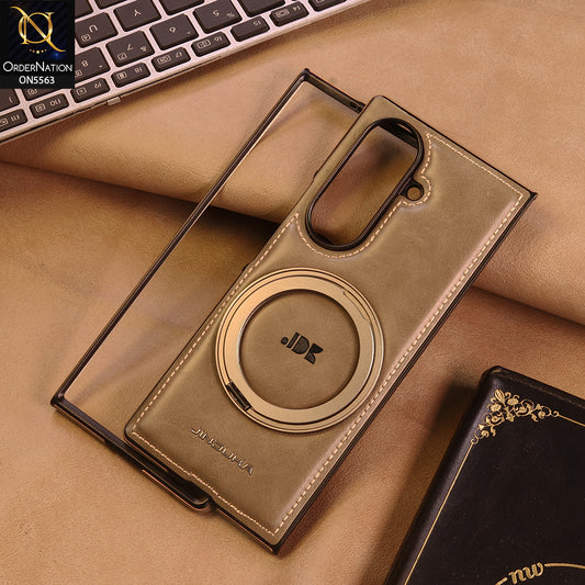 Samsung Galaxy Z Fold 7 Cover -  Gray - New JINDUKA Premium Leather Case With Metal Kick Stand And Wireless Charging Option
