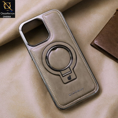 iPhone 16 Pro Max Cover - Gray - New Rimbmax High Quality Leather Case With Metal Camera Ring And KickStand
