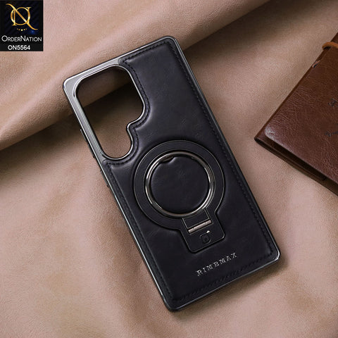 Samsung Galaxy S25 Ultra Cover - Black - New Rimbmax High Quality Leather Case With Metal Camera Ring And KickStand