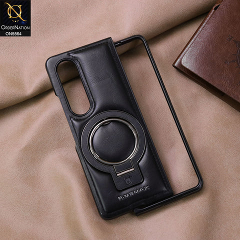 Samsung Galaxy Z Fold 4 5G Cover - Black - New Rimbmax High Quality Leather Case With Metal Camera Ring And KickStand