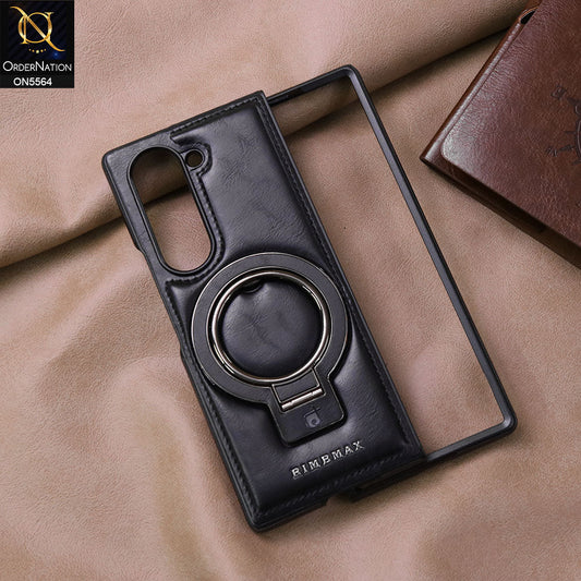 Samsung Galaxy Z Fold 7 Cover - Black - New Rimbmax High Quality Leather Case With Metal Camera Ring And KickStand