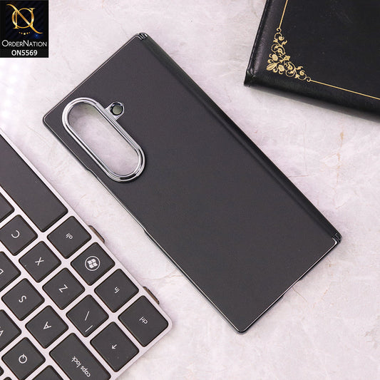 Samsung Galaxy Z Fold 7 Cover - Black - New Premium Leather Case With Electroplatng Borders