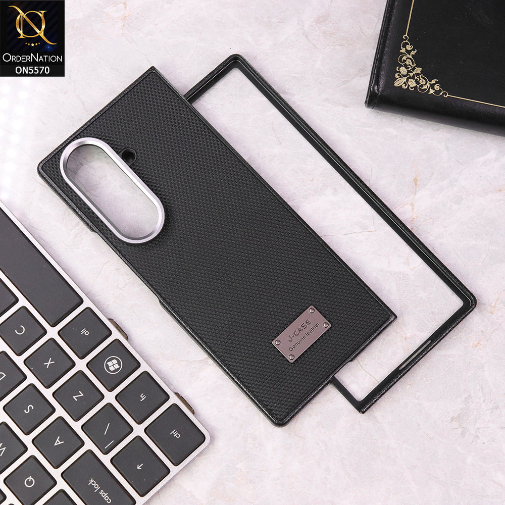 Samsung Galaxy Z Fold 7 Cover - Black - J-case Premium Nylon Texture with Leather Grip